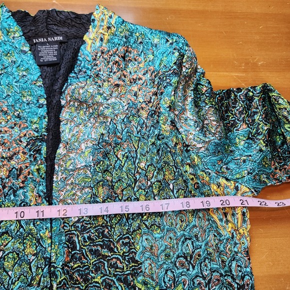 Tania Nardi Jacket Womens Large Reversible Crinkle Stretch Boho Artsy Abstract - Picture 13 of 15